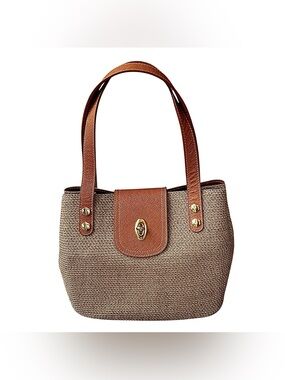ERIC JAVITS “Squishee” Straw & Leather Small Bag